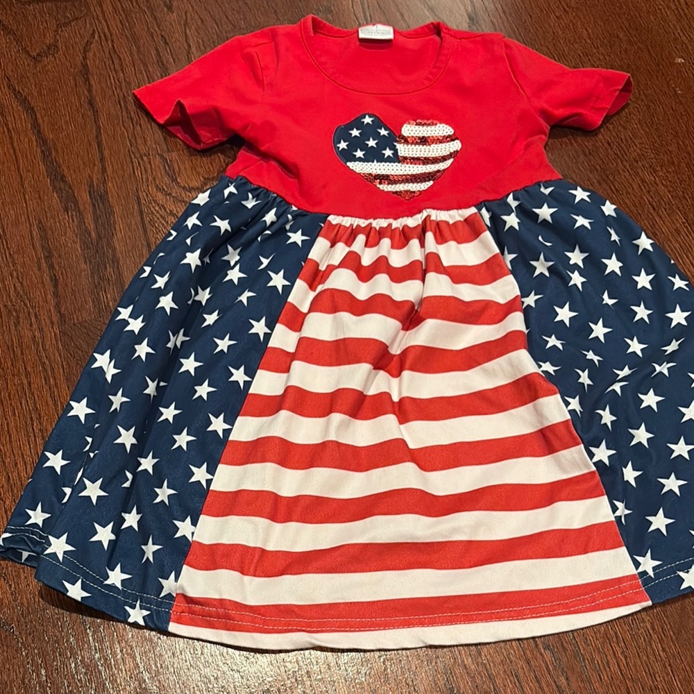 Patriotic Stars and Stripes Kids Dress
